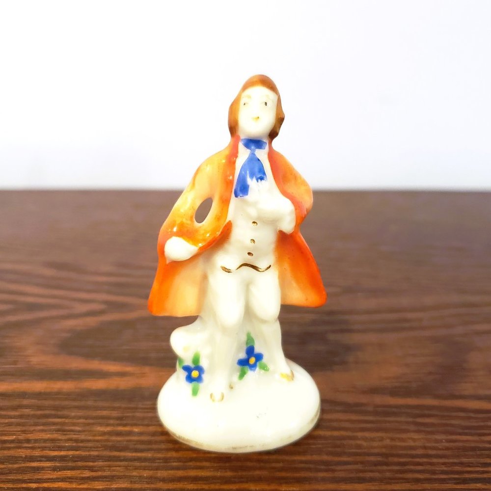 Pico Victorian Man Figurine 3" Lord Red Jacket Gold Gilt Vintage Occupied Japan